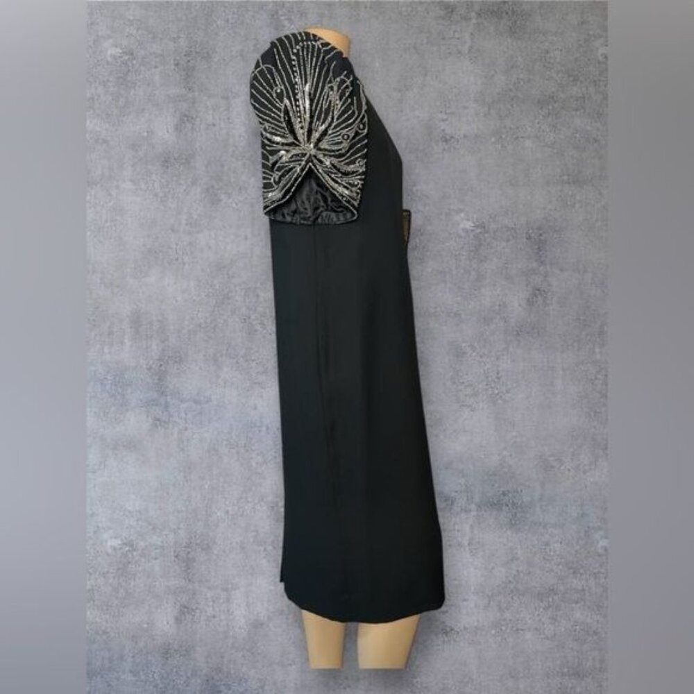 Vintage Black Cocktail Dress with Beaded Sleeves Jack Bryan - Picture 5 of 7